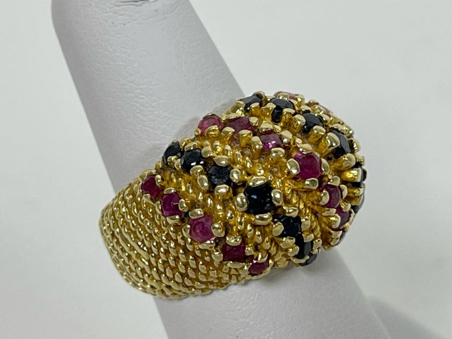 14K Gold Ruby Sapphire Ring Size 5.5 11.8g Retails $1,100-$1,650 [Photo 7]