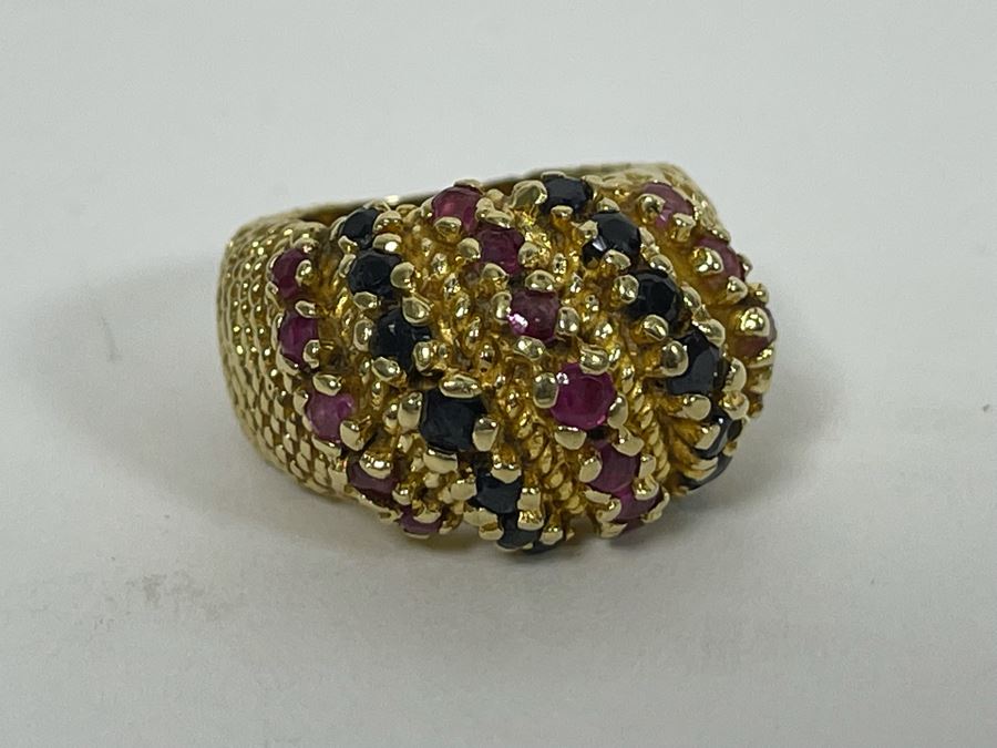14K Gold Ruby Sapphire Ring Size 5.5 11.8g Retails $1,100-$1,650 [Photo 11]