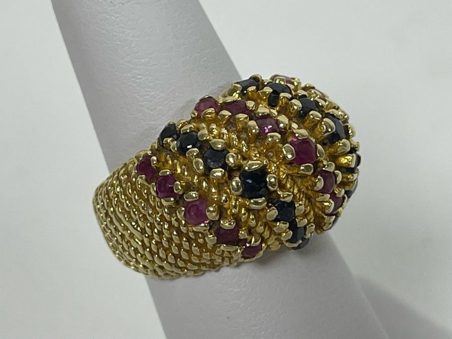 14K Gold Ruby Sapphire Ring Size 5.5 11.8g Retails $1,100-$1,650 [Photo 6]