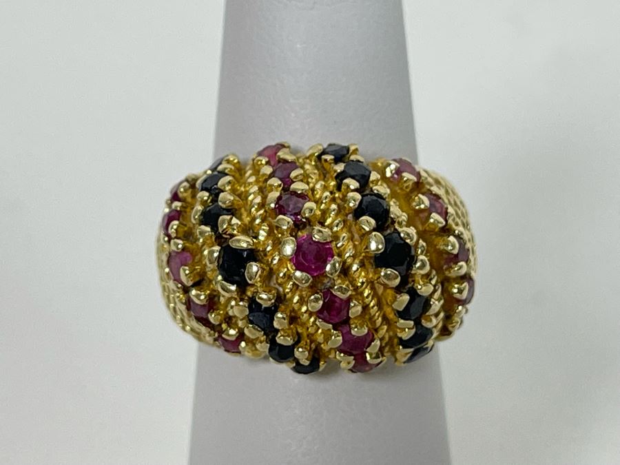 14K Gold Ruby Sapphire Ring Size 5.5 11.8g Retails $1,100-$1,650 [Photo 4]