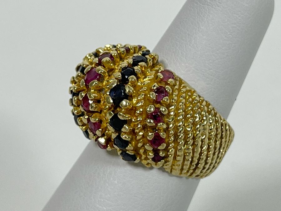 14K Gold Ruby Sapphire Ring Size 5.5 11.8g Retails $1,100-$1,650 [Photo 9]