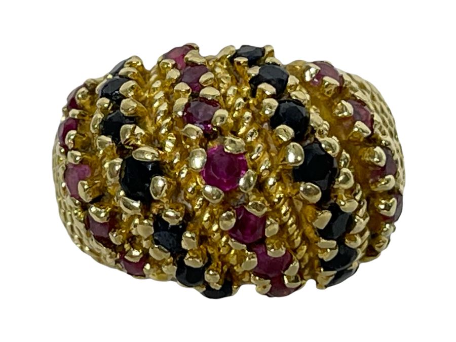14K Gold Ruby Sapphire Ring Size 5.5 11.8g Retails $1,100-$1,650 [Photo 2]