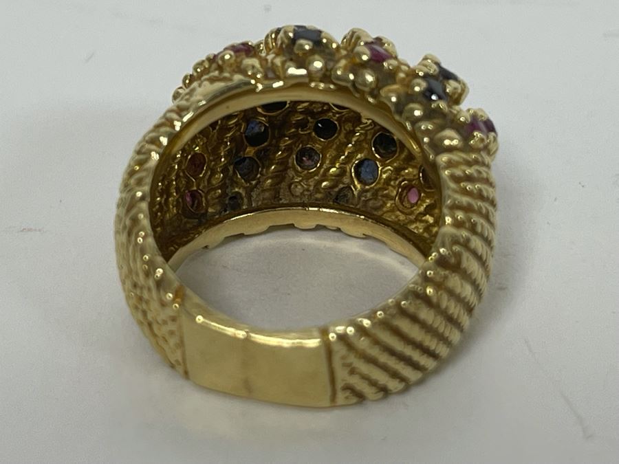14K Gold Ruby Sapphire Ring Size 5.5 11.8g Retails $1,100-$1,650 [Photo 13]