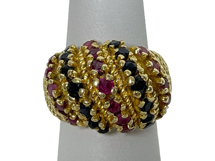 14K Gold Ruby Sapphire Ring Size 5.5 11.8g Retails $1,100-$1,650