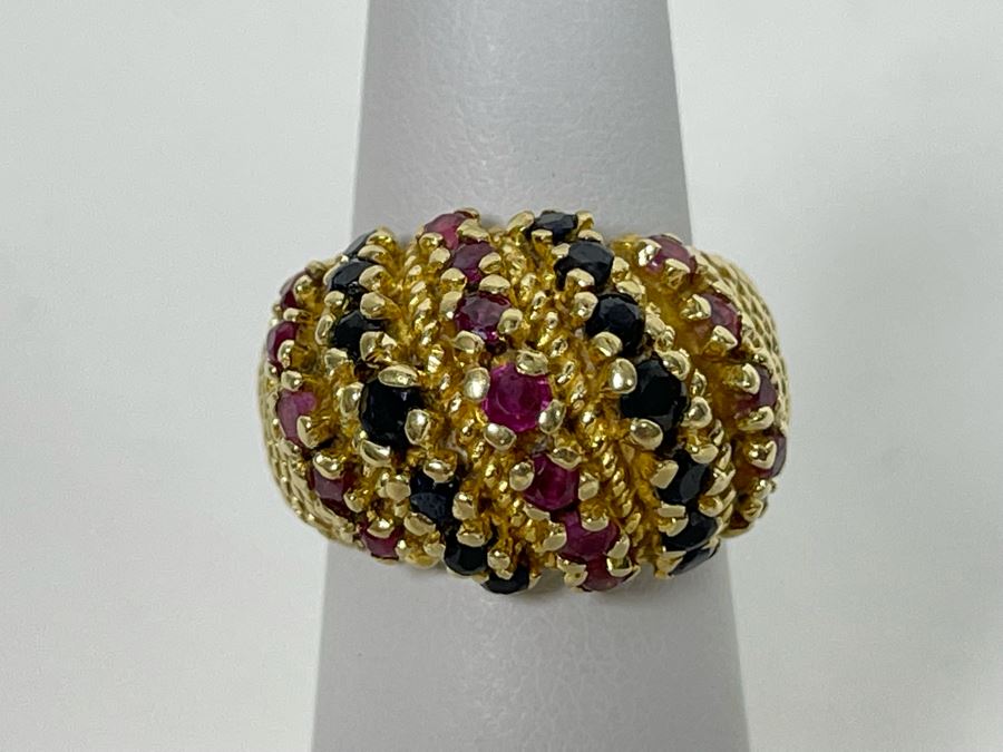 14K Gold Ruby Sapphire Ring Size 5.5 11.8g Retails $1,100-$1,650 [Photo 3]