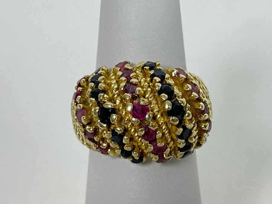 14K Gold Ruby Sapphire Ring Size 5.5 11.8g Retails $1,100-$1,650 [Photo 5]