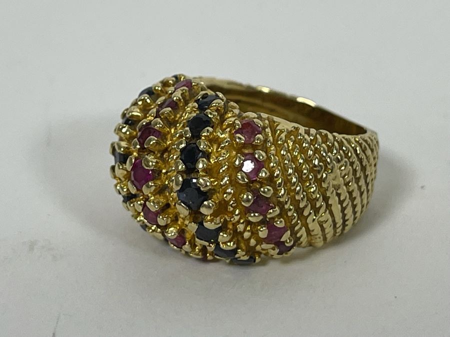 14K Gold Ruby Sapphire Ring Size 5.5 11.8g Retails $1,100-$1,650 [Photo 12]