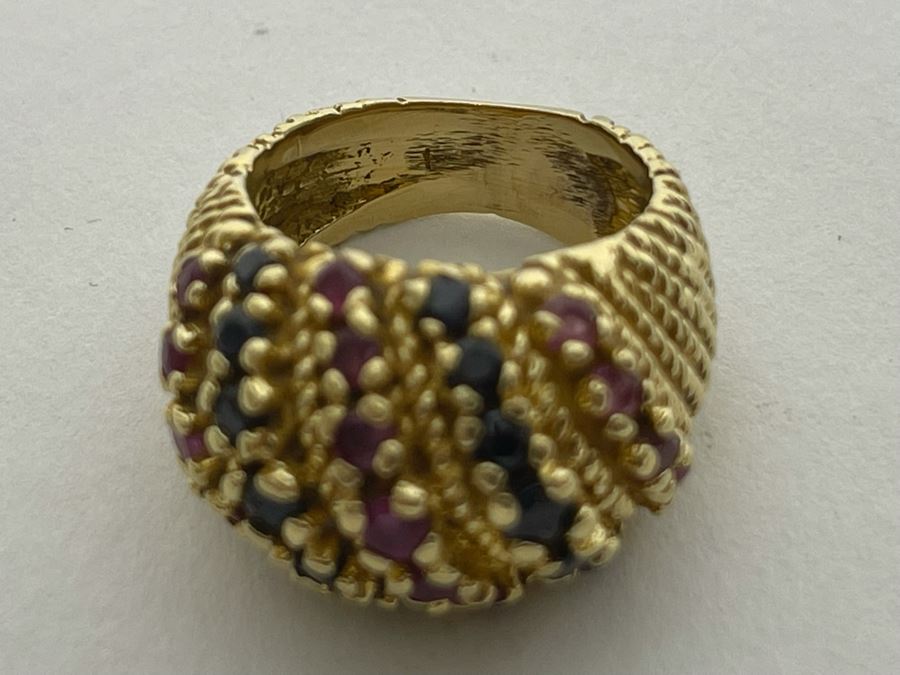14K Gold Ruby Sapphire Ring Size 5.5 11.8g Retails $1,100-$1,650 [Photo 14]