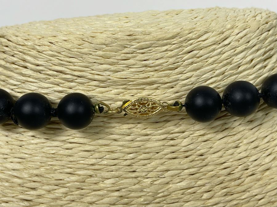 14K Onyx Pearl Bead Strand 26' Necklace [Photo 5]