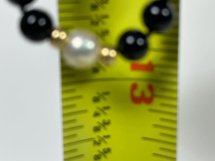 14K Onyx Pearl Bead Strand 26' Necklace [Photo 6]