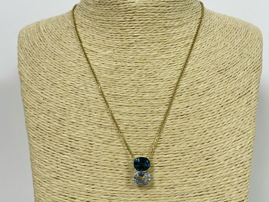 14K Gold Topaz Pendant 18' Necklace $600-$900