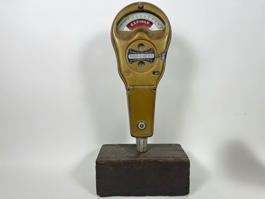 Vintage Working Coin-Operated Park-O-Meter - The Original Carl Magee Parking Meter On Wooden Base  [Photo 3]