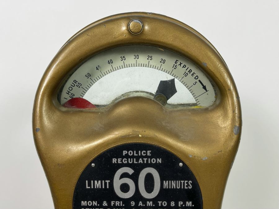 Vintage Working Coin-Operated Park-O-Meter - The Original Carl Magee Parking Meter On Wooden Base  [Photo 10]