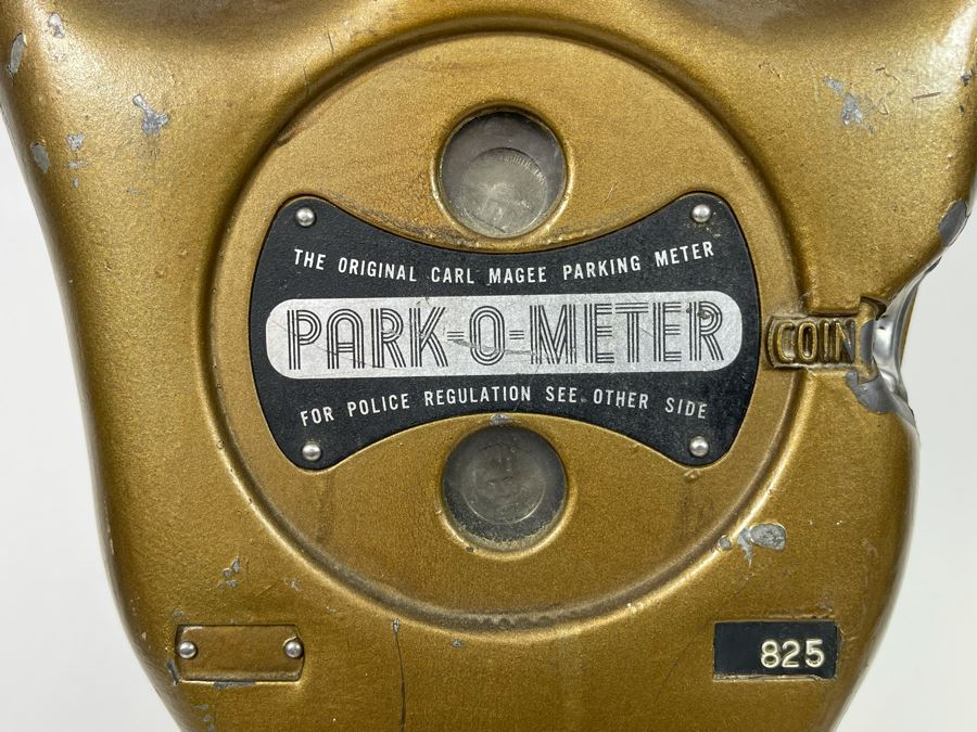 Vintage Working Coin-Operated Park-O-Meter - The Original Carl Magee Parking Meter On Wooden Base  [Photo 6]