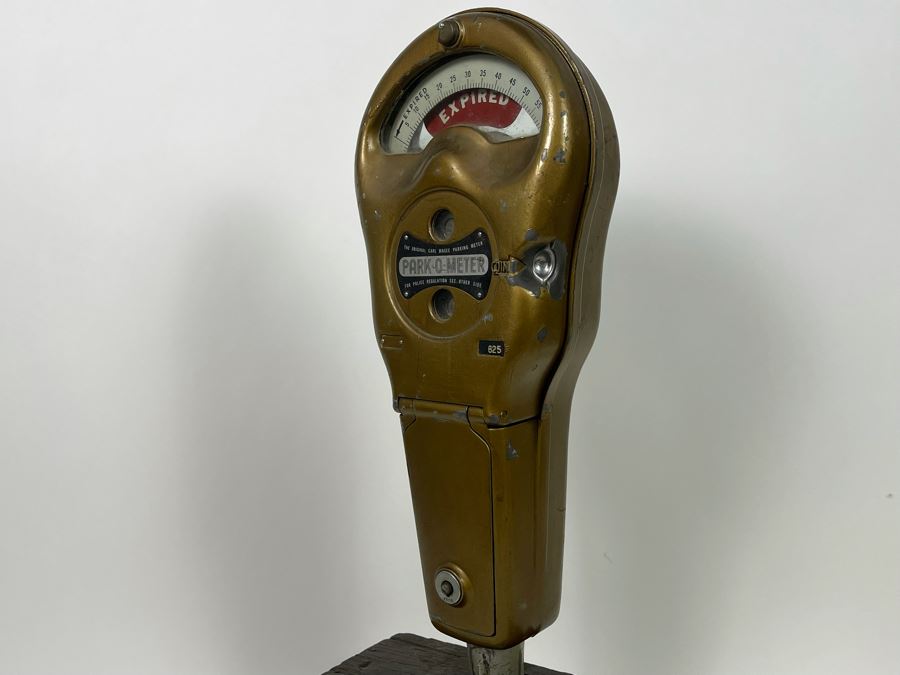Vintage Working Coin-Operated Park-O-Meter - The Original Carl Magee Parking Meter On Wooden Base  [Photo 8]