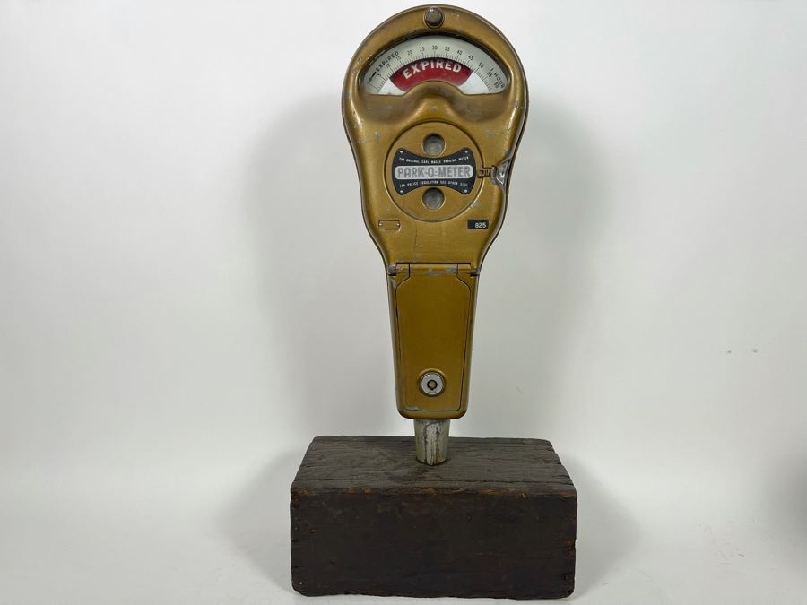 Vintage Working Coin-Operated Park-O-Meter - The Original Carl Magee Parking Meter On Wooden Base  [Photo 4]