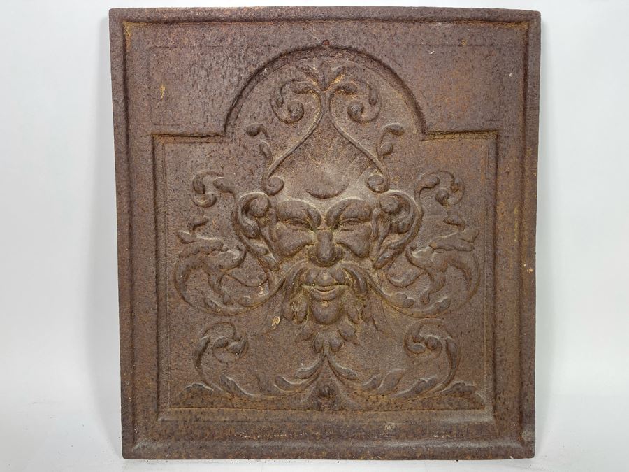 Heavy Cast Iron Architectural Relief Plate Fireback 18W X 19H X 1.25D [Photo 3]