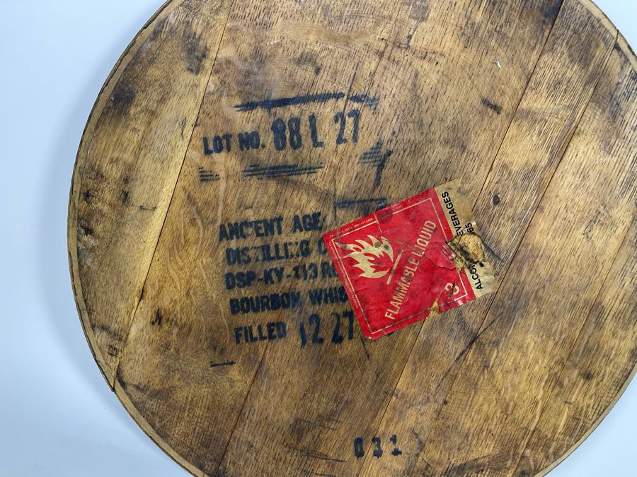 Vintage Bourbon Whiskey Barrel Lid Wall Decor 20.5R [Photo 4]