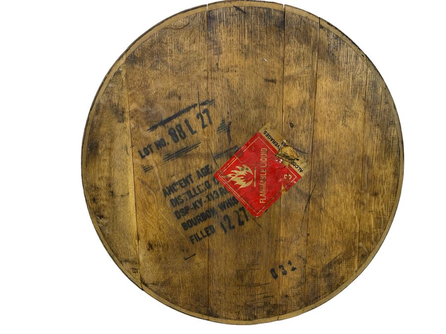 Vintage Bourbon Whiskey Barrel Lid Wall Decor 20.5R [Photo 1]