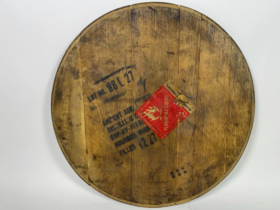 Vintage Bourbon Whiskey Barrel Lid Wall Decor 20.5R [Photo 2]