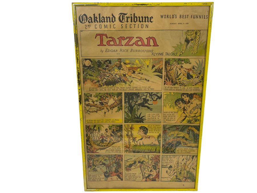 Framed 1939 Tarzan By Edgar Rice Burroughs Comic Strip 14 X 22