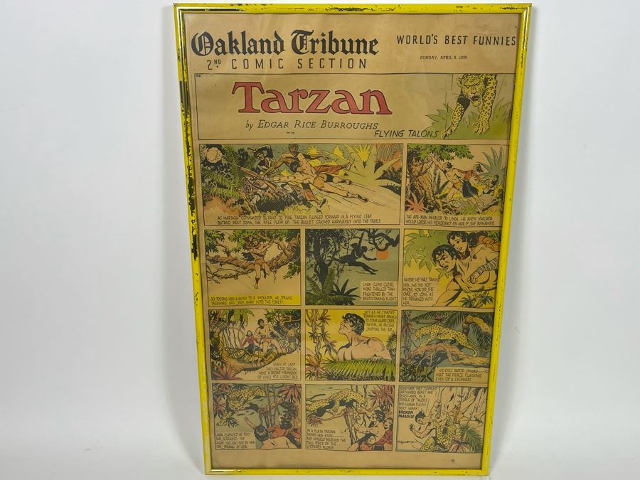 Framed 1939 Tarzan By Edgar Rice Burroughs Comic Strip 14 X 22 [Photo 2]