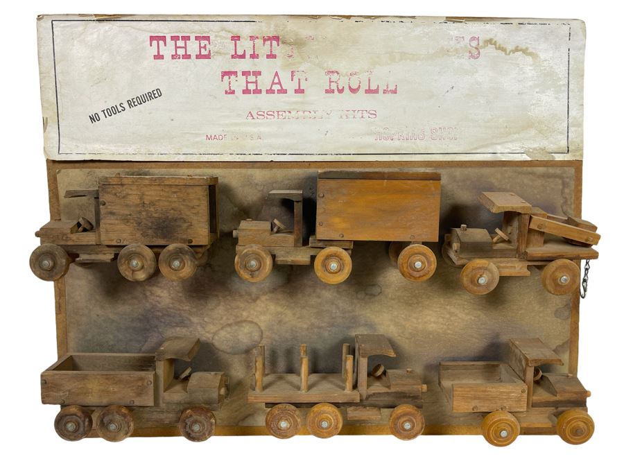Vintage Store Display Of The Little Trucks That Roll Hopkins Shop Wooden Trucks 20 X 16 [Photo 1]
