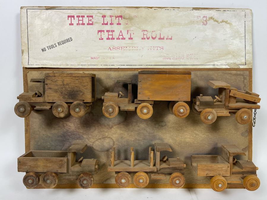 Vintage Store Display Of The Little Trucks That Roll Hopkins Shop Wooden Trucks 20 X 16 [Photo 3]
