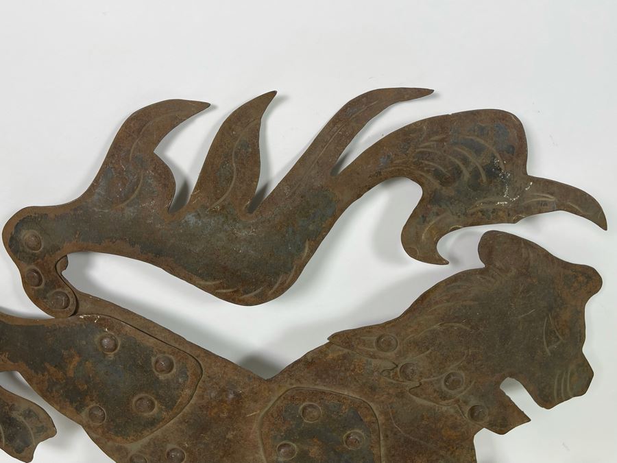 Handmade Metal Lion Wall Sculpture 22.5W X 20H [Photo 6]