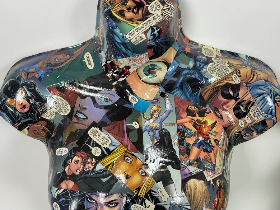 Pair Of Original 3-D Mannequin Comic Book Collages By Philip Pane One Signed On Back 16W X 22.5H [Photo 5]