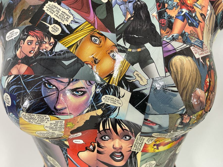 Pair Of Original 3-D Mannequin Comic Book Collages By Philip Pane One Signed On Back 16W X 22.5H [Photo 7]