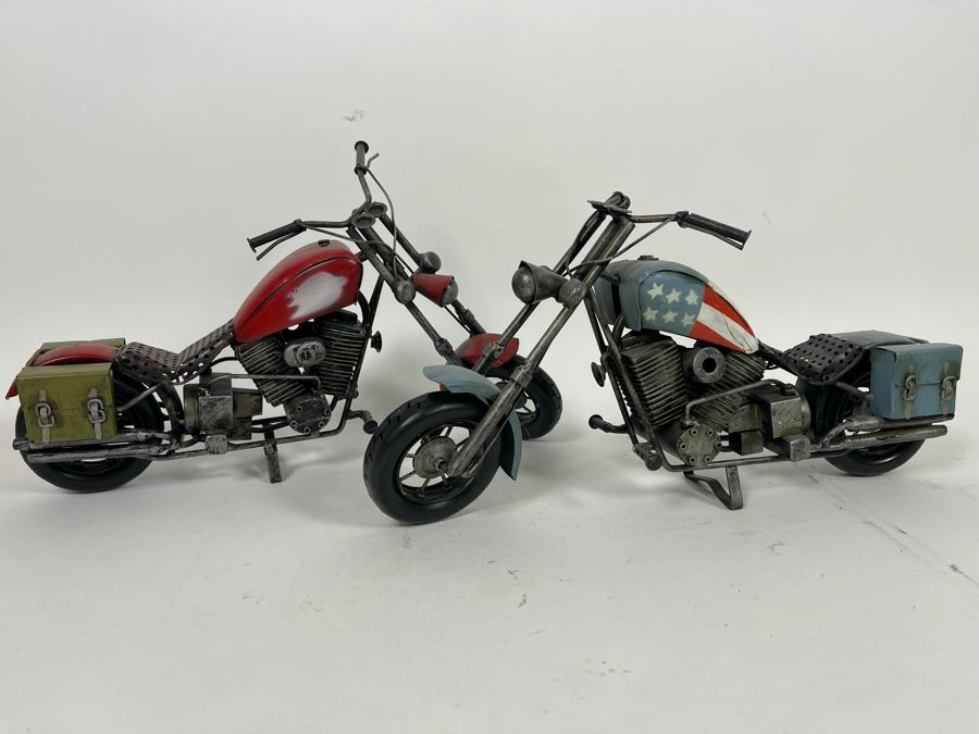 Pair Of Decorative Motorcycle Choppers Decor 14.5W X 7H [Photo 2]