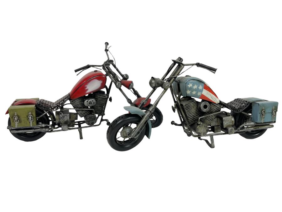 Pair Of Decorative Motorcycle Choppers Decor 14.5W X 7H [Photo 1]