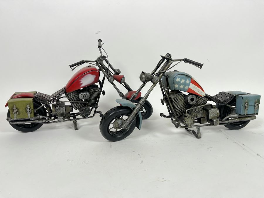 Pair Of Decorative Motorcycle Choppers Decor 14.5W X 7H [Photo 3]