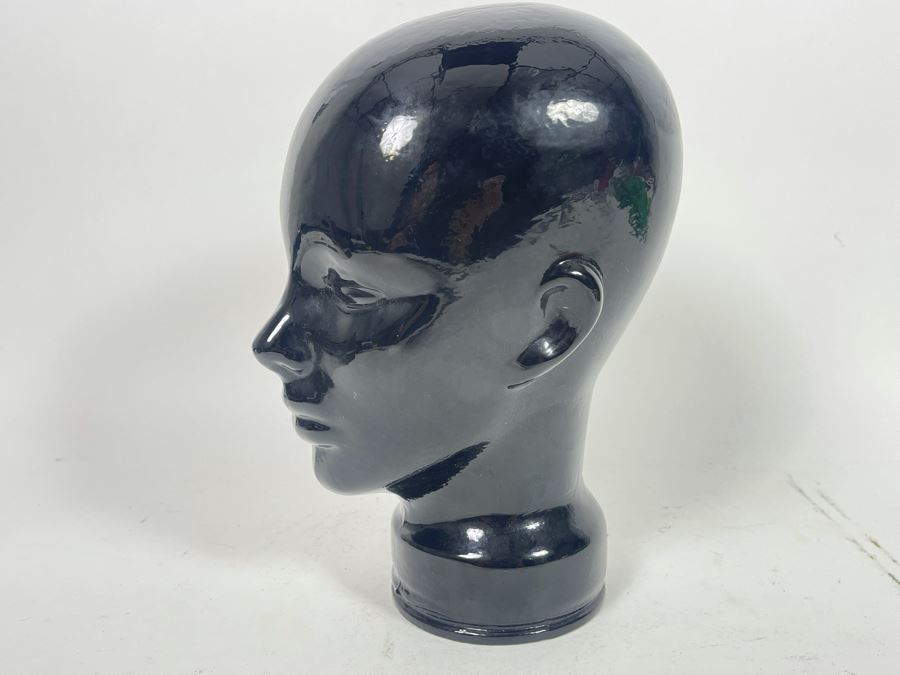 Pair Of Vintage Black Glass Mannequin Heads 6.5W X 8D X 11.5H [Photo 8]
