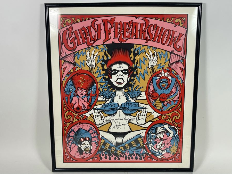Girly Freakshow Rock Band Poster Signed By Band Members Sylmenstra Hymen Gwar Framed 25 X 29 [Photo 2]