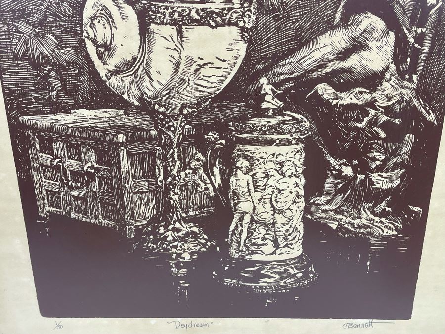 Limited Edition 1 Of 50 Print 25W X 31.5H Signed C Bennett Titled 'Daydream' Framed  [Photo 4]