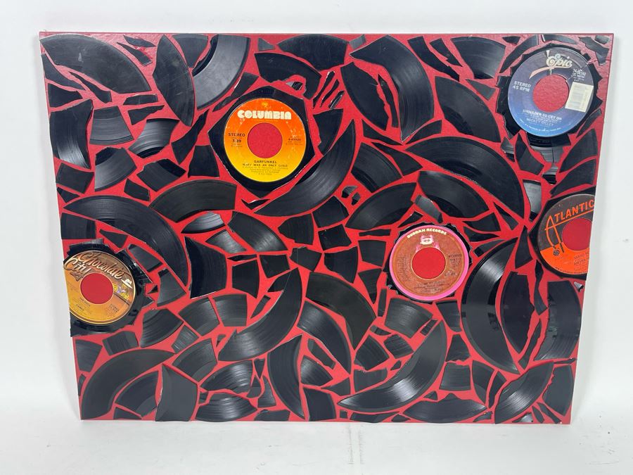 One Of A Kind 45 Vinyl Record Collage Signed Philip Pane 2016 23.5 X 18 [Photo 3]