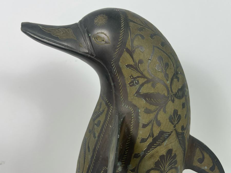 Vintage Etched Brass Dolphin Sculpture 7.5W X 10D X 21H [Photo 4]