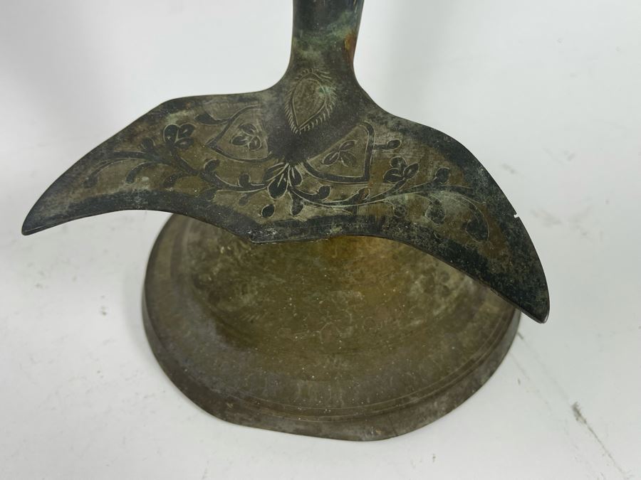 Vintage Etched Brass Dolphin Sculpture 7.5W X 10D X 21H [Photo 11]