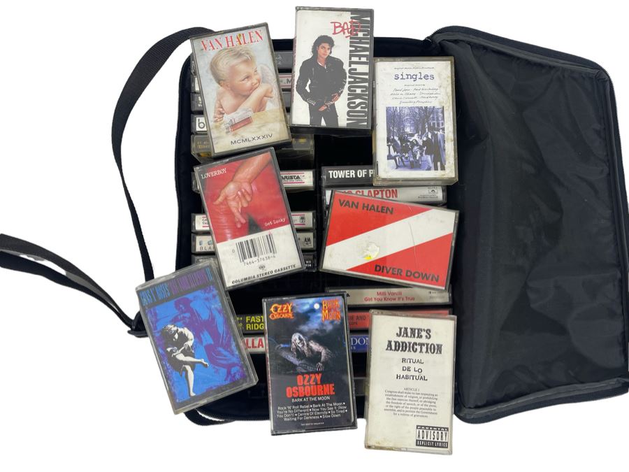 Vintage Eighties Cassette Tapes With Carrying Case
