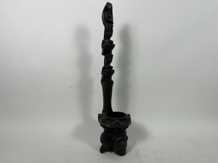 Vintage Carved Wooden Handled Cup 24H [Photo 3]