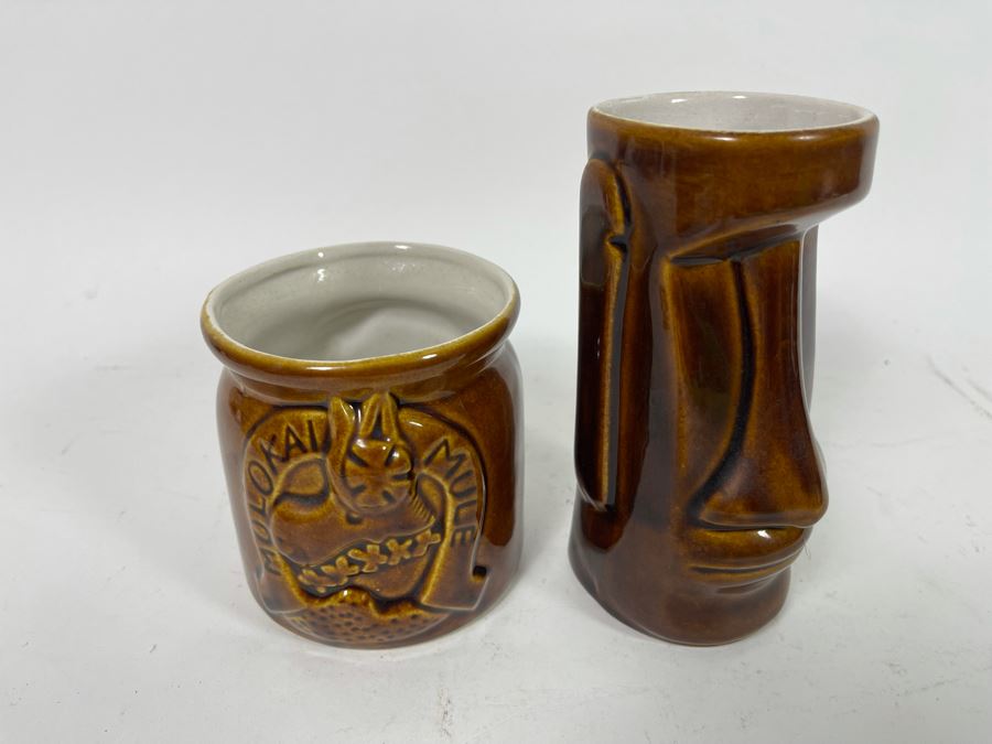 Pair Of Hawaiian Glazed Ceramic Cups Daga 4H And 6H [Photo 3]
