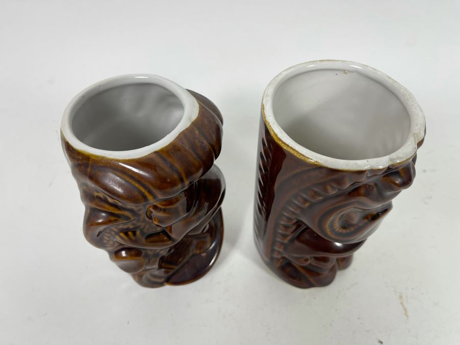 Pair Of Hawaiian Glazed Ceramic Cups Daga 5.5H [Photo 5]