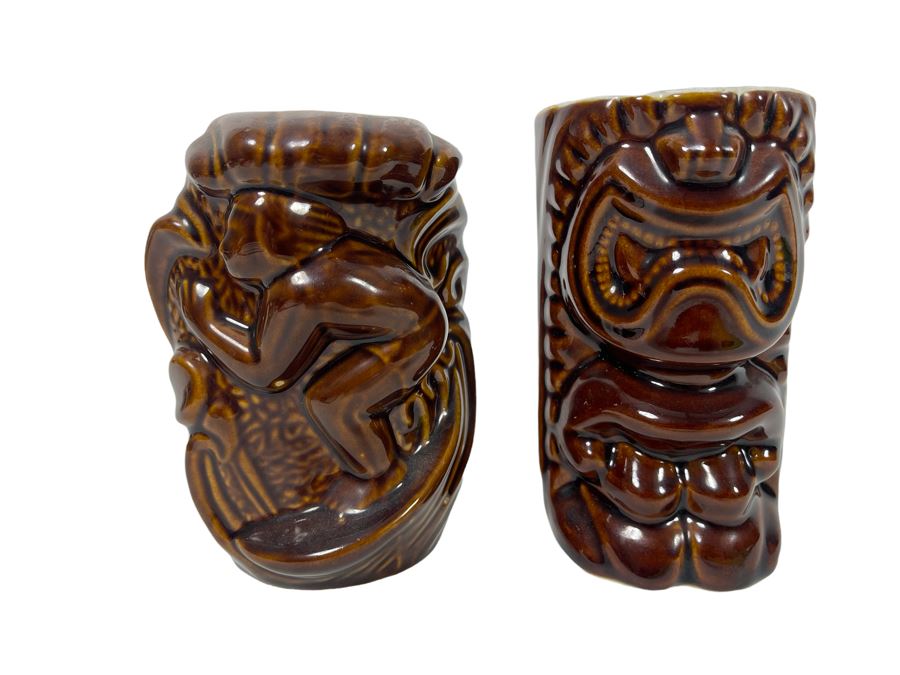 Pair Of Hawaiian Glazed Ceramic Cups Daga 5.5H [Photo 1]