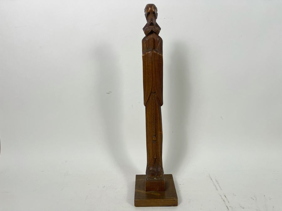Vintage Carved Wooden Sculpture 18.5H [Photo 3]