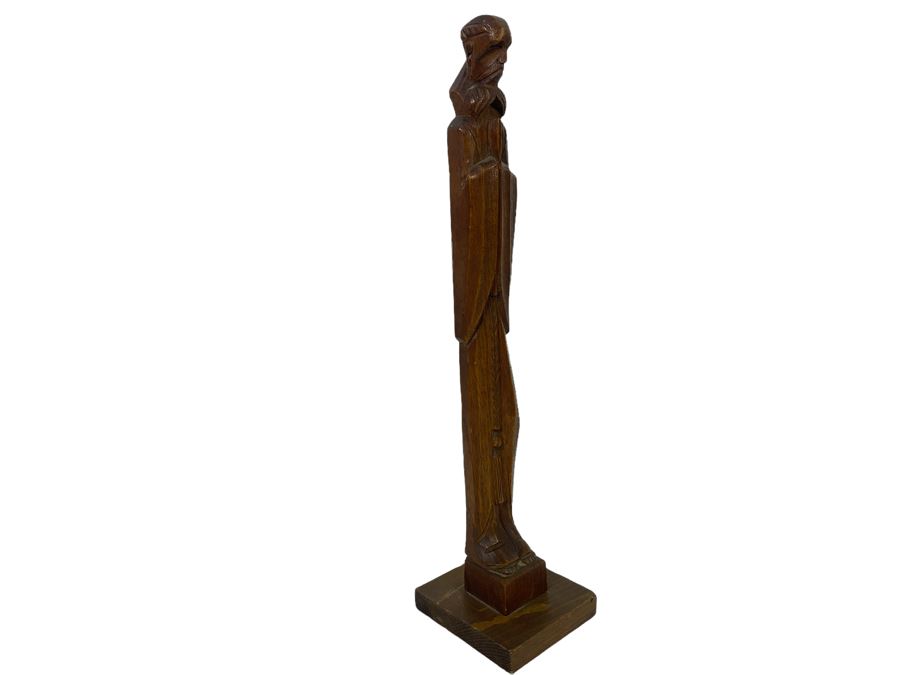 Vintage Carved Wooden Sculpture 18.5H