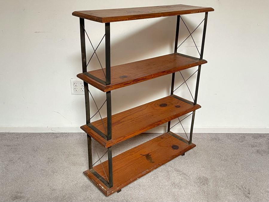 Wood And Metal Industrial Bookshelf 30W X 10D X 39H [Photo 1]
