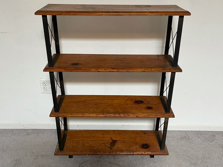 Wood And Metal Industrial Bookshelf 30W X 10D X 39H