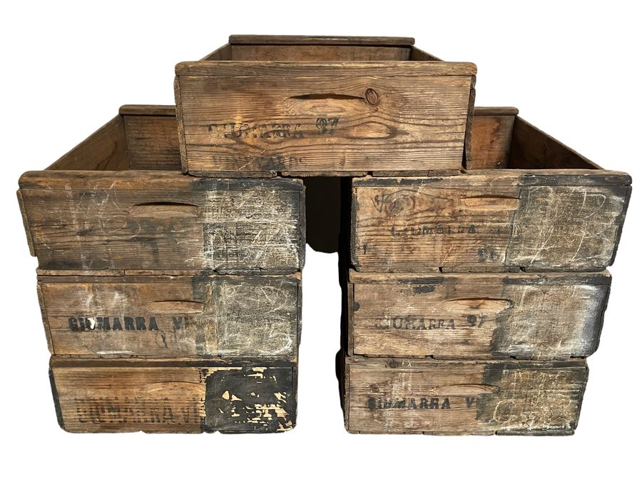 (7) Vintage Giumarra Vineyards Wooden Wine Crates 24W X 18D X 7H [Photo 1]